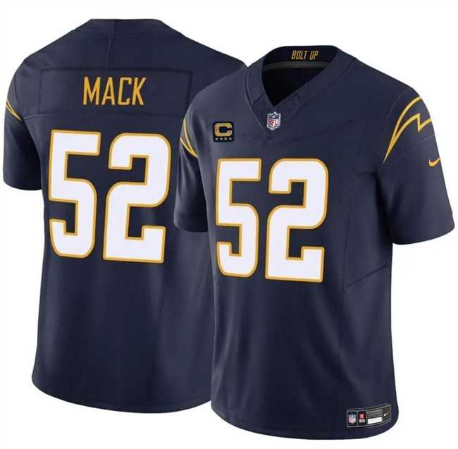 Men & Women & Youth Los Angeles Chargers #52 Khalil Mack Navy 2024 F.U.S.E. With 4-Star C Patch Vapor Untouchable Limited Stitched Jersey